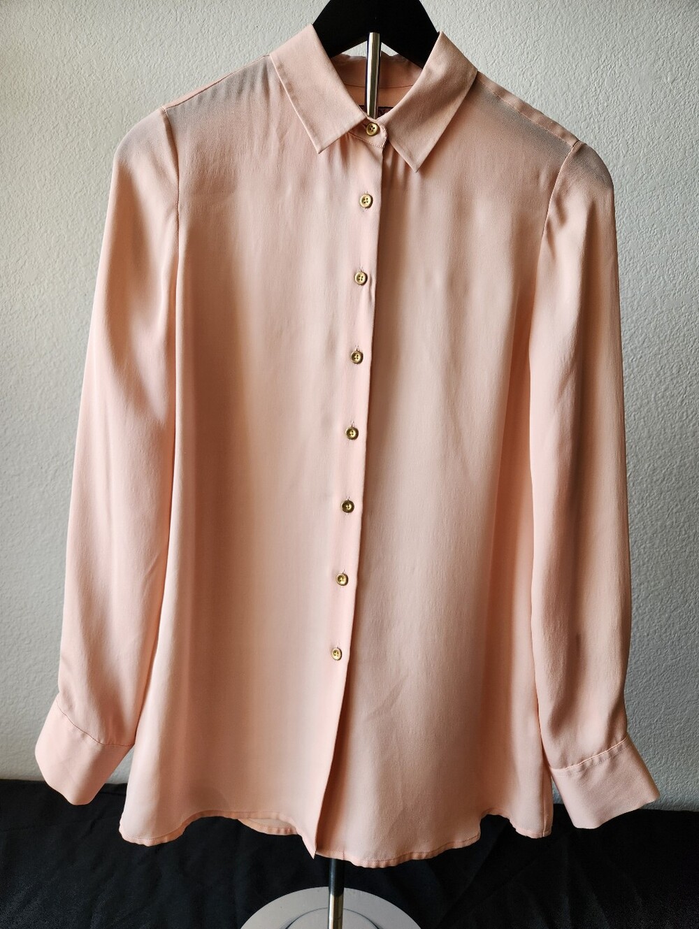 Thomas Pink Wardrobe 100% Silk Button Down Blouse - Peach Pink - Size US 4 Uk 8